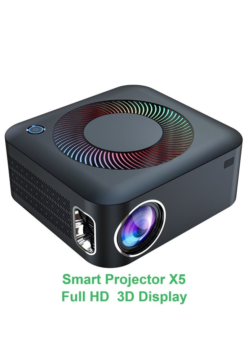 general Smart Projector X5 Full HD Portable Projector 1080P 4K HDR10+Technology / 3D Display / 400Ansi / Unique Speaker Cavities / Multiple Compatible Interfaces HD: Game Machine, TV Box, Laptop; USB: Mouse, Keyboard, U-disk; Earphone: Earphone, Audio Device, Speaker; Ethernet: Network Cable / RAM 2GB+ROM 16GB - Image 1