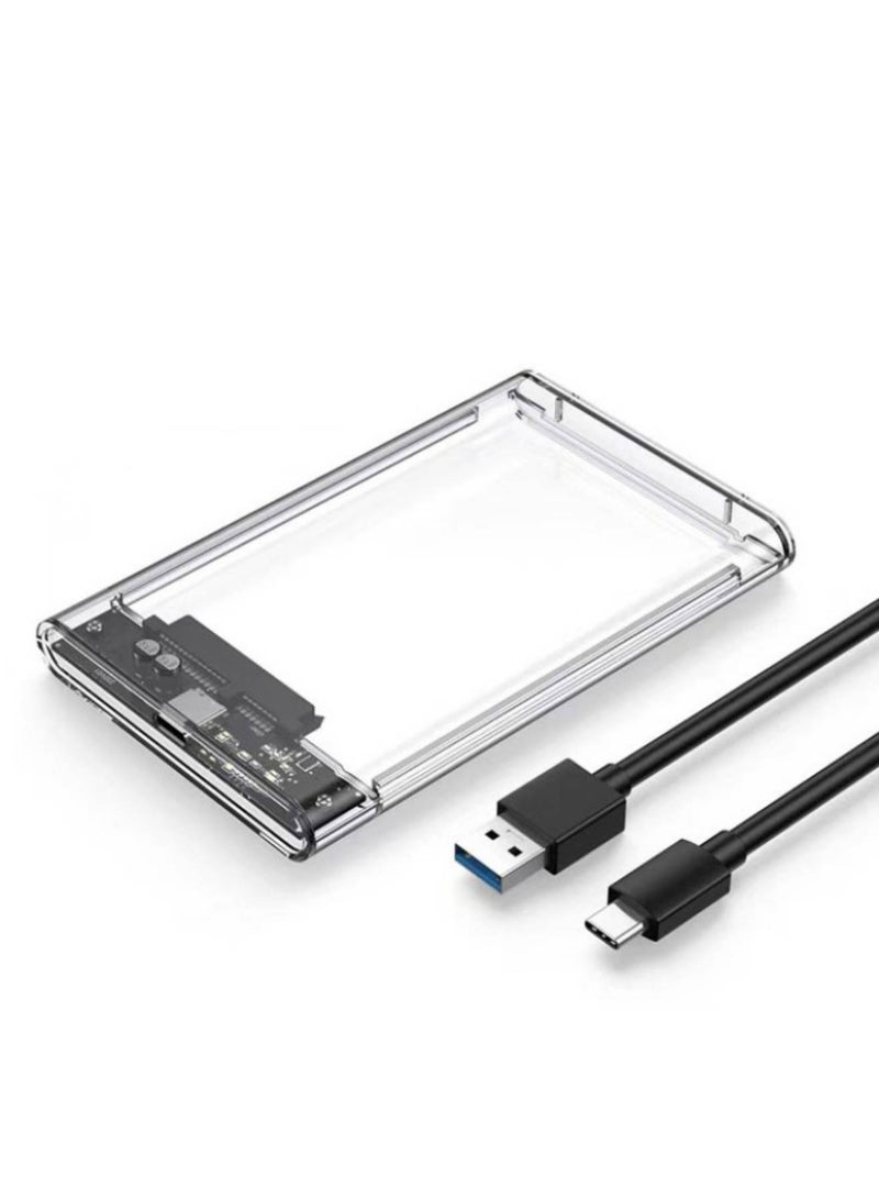 Adando 2.5 Inch Hard Drive Enclosure, 5Gbps USB 3.0 to SATA III SSD/HDD Caddy | with UASP Support, Tool-Free Transparent Clear External Hard Drive Case with LED Indicator for 7mm/9.5mm 2.5" SATA HDD & SSD - Image 1