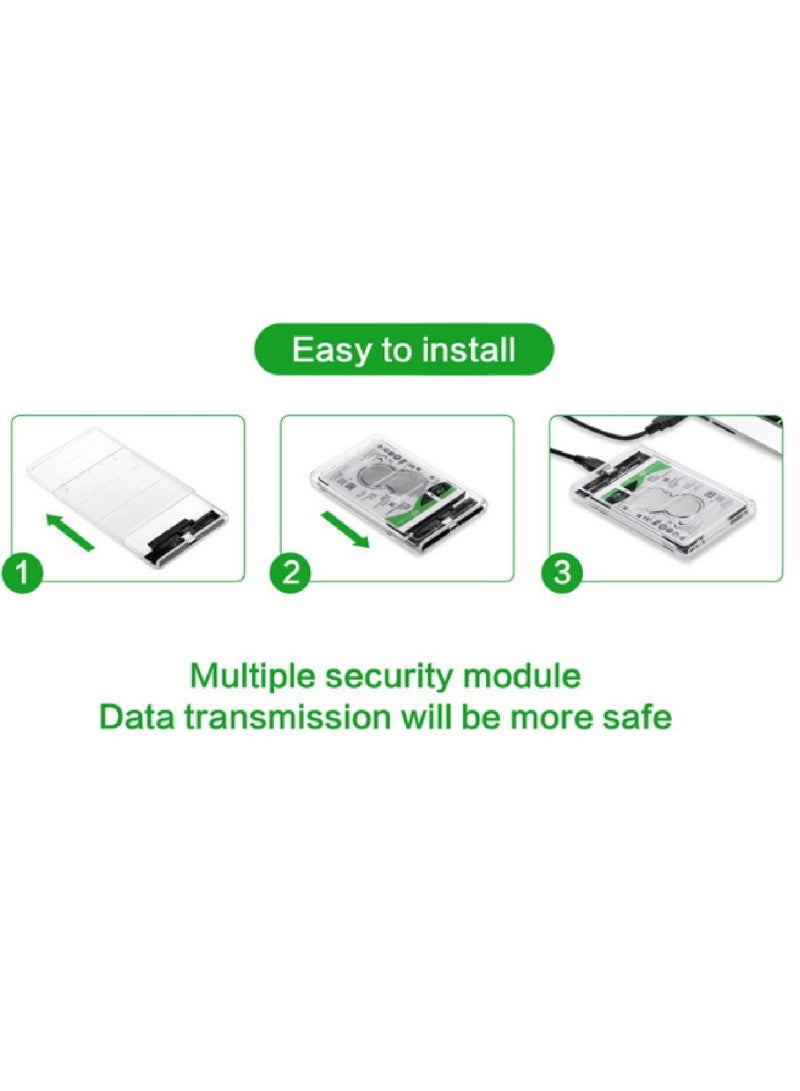 Adando 2.5 Inch Hard Drive Enclosure, 5Gbps USB 3.0 to SATA III SSD/HDD Caddy | with UASP Support, Tool-Free Transparent Clear External Hard Drive Case with LED Indicator for 7mm/9.5mm 2.5" SATA HDD & SSD - Image 4
