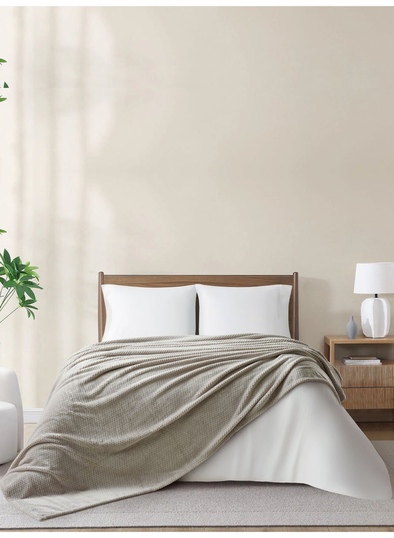 Donetella Fleece Blanket, Single Size 170x210 cm, 300 GSM, Waffle Texture - Lightweight Ultra Soft & Warm Solid Throw Blanket, Cozy for Sofa, Bed & Couch - Image 1