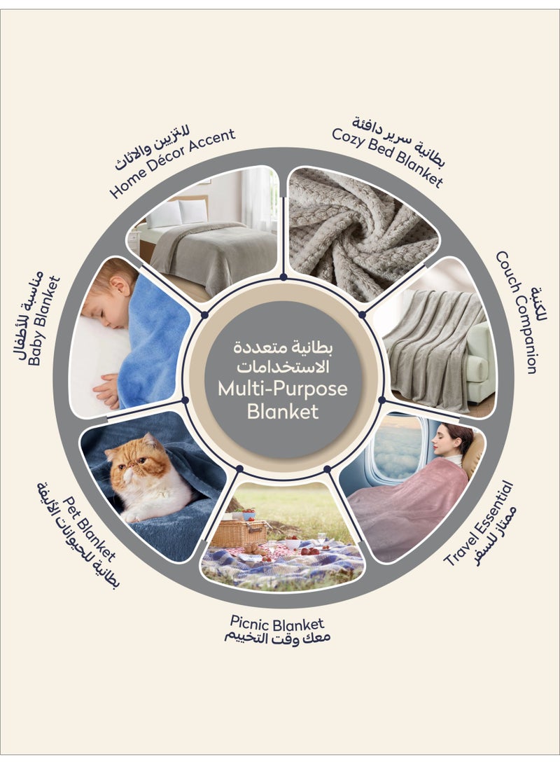 Donetella Fleece Blanket, Single Size 170x210 cm, 300 GSM, Waffle Texture - Lightweight Ultra Soft & Warm Solid Throw Blanket, Cozy for Sofa, Bed & Couch - Image 5