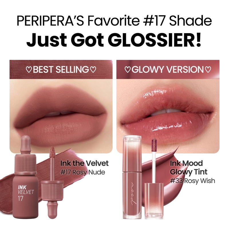 Peripera Ink Mood Glowy Tint | Lip-Plumping, Naturally Moisturizing, Lightweight, Glow-Boosting, Long-Lasting, Comfortable, Non-Sticky, Mask Friendly, No White Film (033 ROSY WISH) - Image 3
