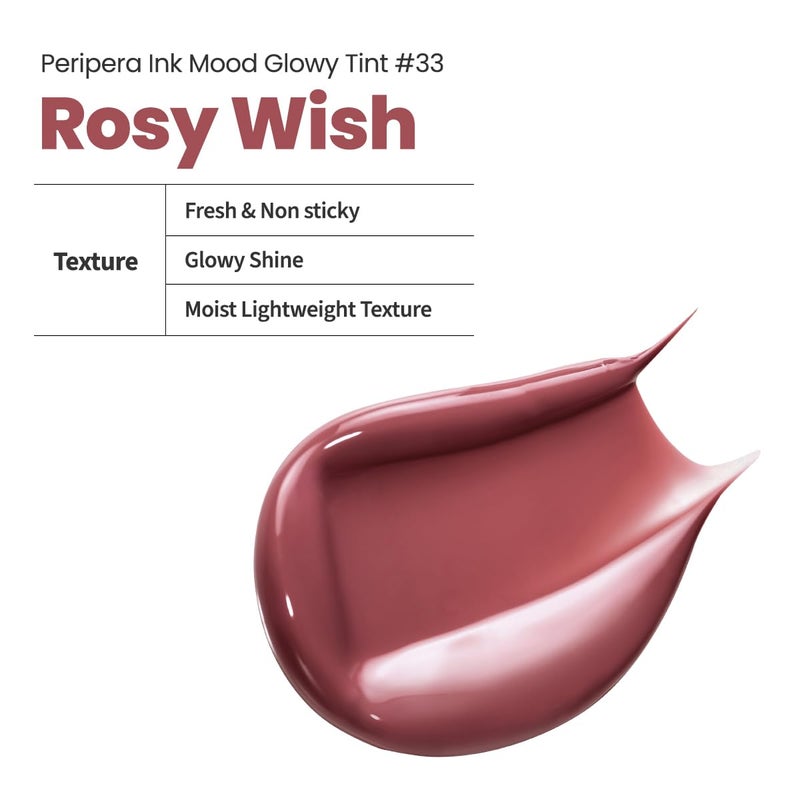 Peripera Ink Mood Glowy Tint | Lip-Plumping, Naturally Moisturizing, Lightweight, Glow-Boosting, Long-Lasting, Comfortable, Non-Sticky, Mask Friendly, No White Film (033 ROSY WISH) - Image 5