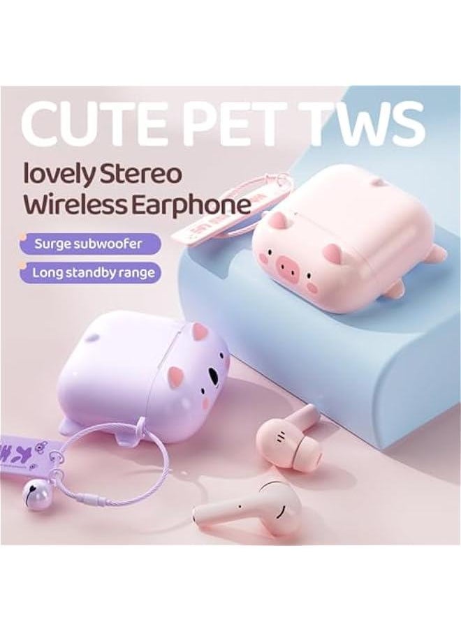 Generic - True Wireless Cute Earbuds Bluetooth Kawaii Headphones for Girls Small Mini Tiny Ear Buds for Kids Noise Cancelling Earbuds TWS Earphones Kids Wireless Earbuds for iPhone Android - Image 1