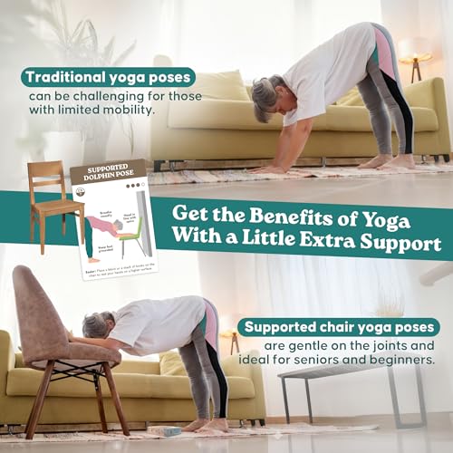 Zinsk 60 Chair Yoga Exercises – Gentle Workouts for Flexibility, Balance & Strength – Big 4″ x 6″ Cards with Step-by-Step Large-Text Instructions – Guidebook & 10 Pre-Made Routines for Seniors & Beginners - Image 3