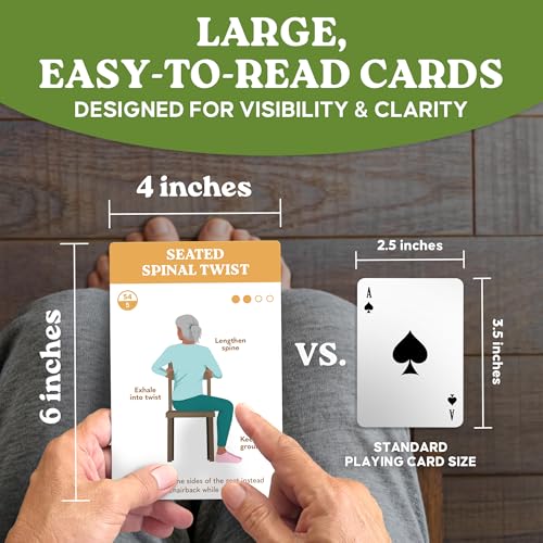 Zinsk 60 Chair Yoga Exercises – Gentle Workouts for Flexibility, Balance & Strength – Big 4″ x 6″ Cards with Step-by-Step Large-Text Instructions – Guidebook & 10 Pre-Made Routines for Seniors & Beginners - Image 4