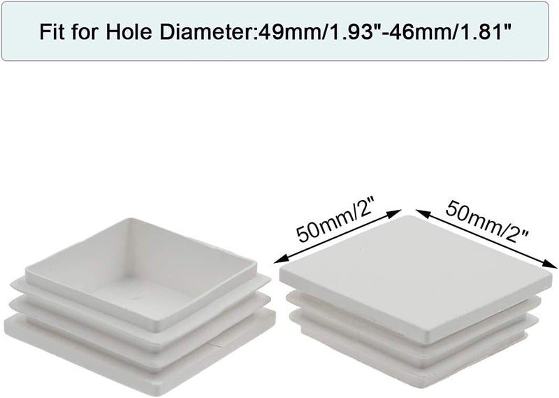 Suiwotin 12Pack 50mm (2 Inch) White Plastic Plug, Square End Cap for 1 3/4" to 1 15/16" Tubing - Image 3