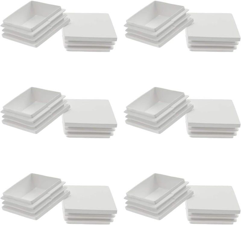 Suiwotin 12Pack 50mm (2 Inch) White Plastic Plug, Square End Cap for 1 3/4" to 1 15/16" Tubing - Image 1