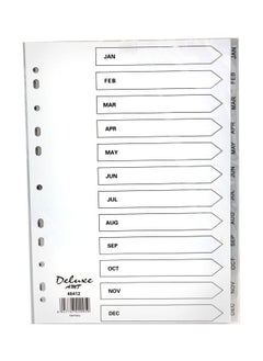 Deluxe Jan-Dec Grey Pvc Index Divider 
