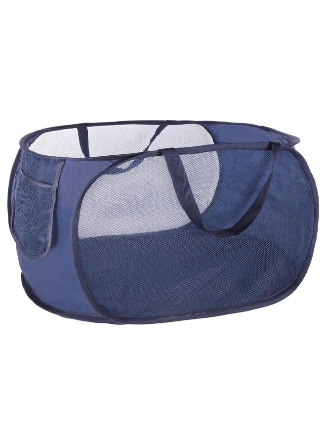 YelaJoy Popup Mesh Laundry Basket, Collapsible and Portable Clothes Washing Laundry  with Reinforced Carry Handle  for Laundry, Bathroom, Kids Room, Dorm or Travel  (Dark Blue) - Image 1
