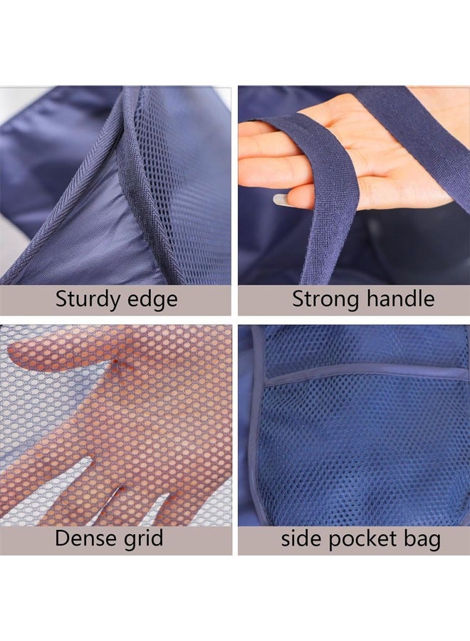 YelaJoy Popup Mesh Laundry Basket, Collapsible and Portable Clothes Washing Laundry  with Reinforced Carry Handle  for Laundry, Bathroom, Kids Room, Dorm or Travel  (Dark Blue) - Image 5