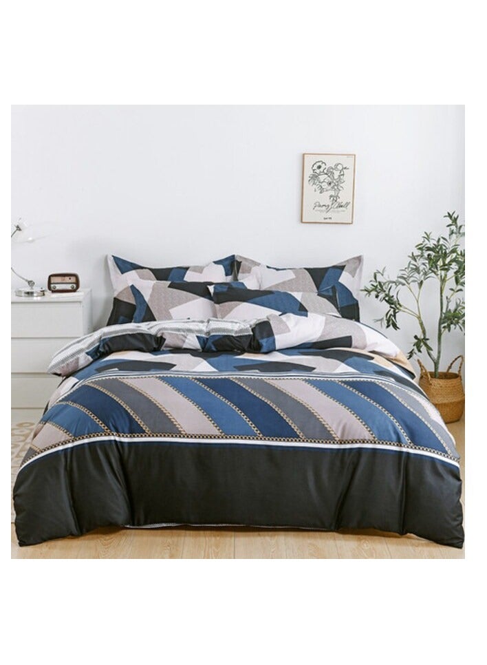 PROMASS 6-Piece Double Size Duvet Cover Set, 1 Duvet Cover + 1 Flat Sheet + 4 Pillow Cases, Microfibre, Biscay - Image 1