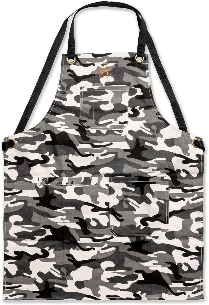 Outset Grill and Kitchen Apron, Camo Pattern With Pockets, Cotton, 27" x 34" - Image 1