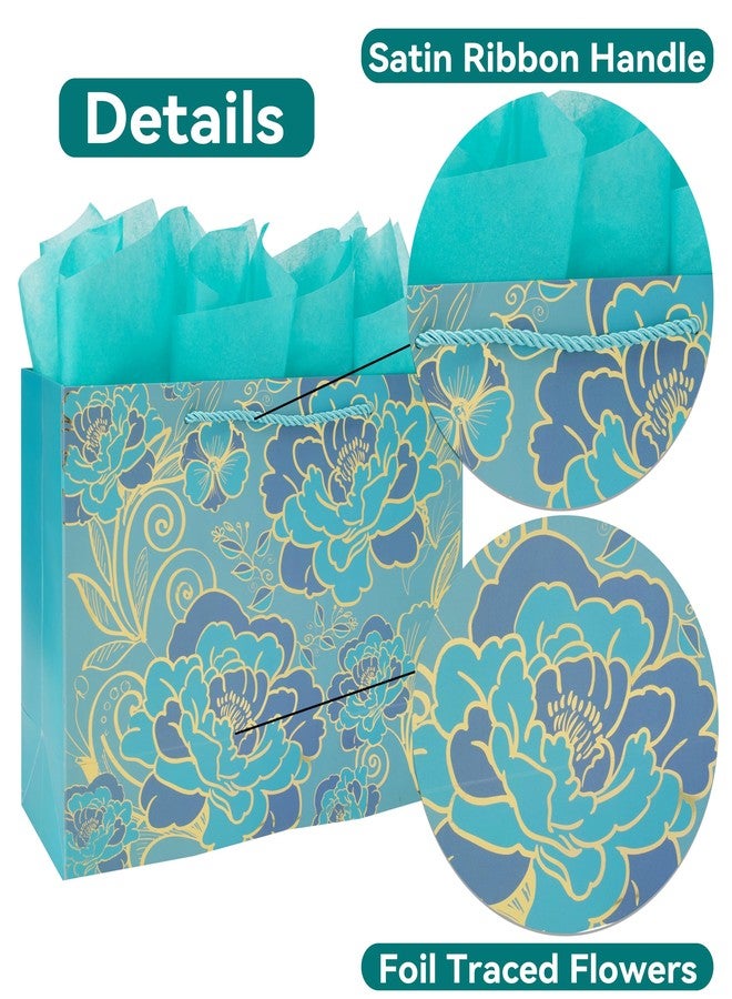 wishinside 13" Large Rose Green Gift Bag for Celebrating Birthdays, Weddings, Anniversaries, Mother's Day - Image 4
