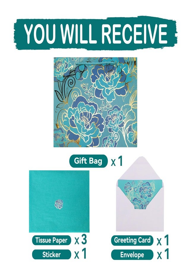 wishinside 13" Large Rose Green Gift Bag for Celebrating Birthdays, Weddings, Anniversaries, Mother's Day - Image 3