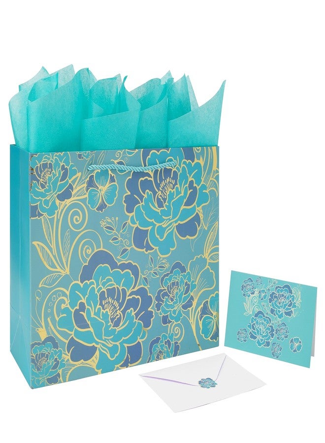 wishinside 13" Large Rose Green Gift Bag for Celebrating Birthdays, Weddings, Anniversaries, Mother's Day - Image 1