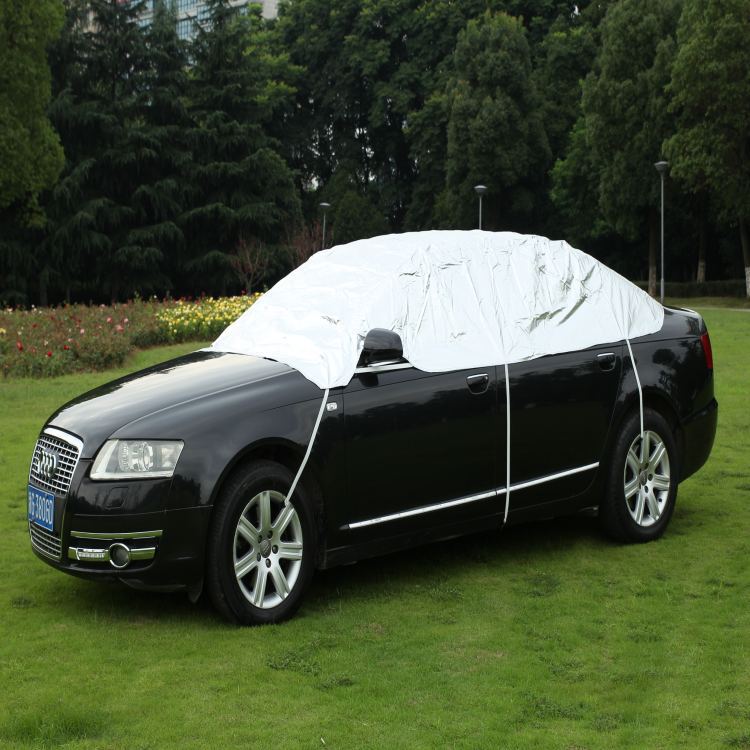 Car clothing winter snow summer sunscreen heat insulation sunshade half cover car cover car cover manufacturers direct sales (Silver)