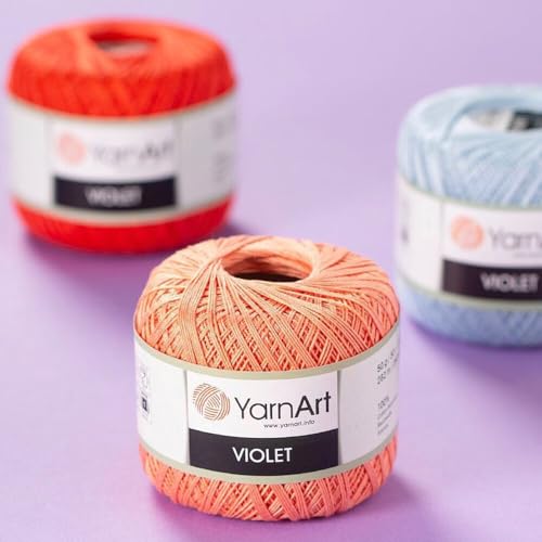YarnArt Yarn Art 1 Skein YarnArt Violet,100 Mercerized Cotton Yarn Threads Crochet Lace Hand Knitting Yarn Embroidery Arts Crafts (Yellow 4653) - Image 3