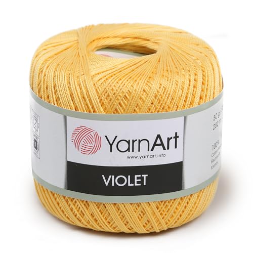 YarnArt Yarn Art 1 Skein YarnArt Violet,100 Mercerized Cotton Yarn Threads Crochet Lace Hand Knitting Yarn Embroidery Arts Crafts (Yellow 4653) - Image 1