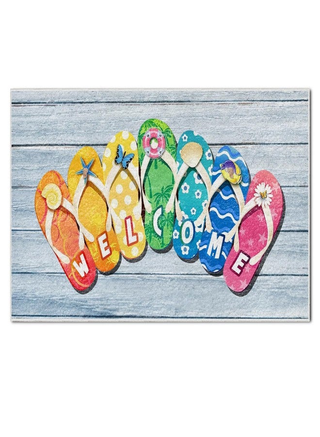 Supwhd Beach Door Mat, Coastal Beach Welcome Mat, Beach Decor for Room House, Nautical Door Mat, Coastal Bathroom Kitchen Decor, Welcome to Our Little Piece of Paradise 17x30 in - Image 1