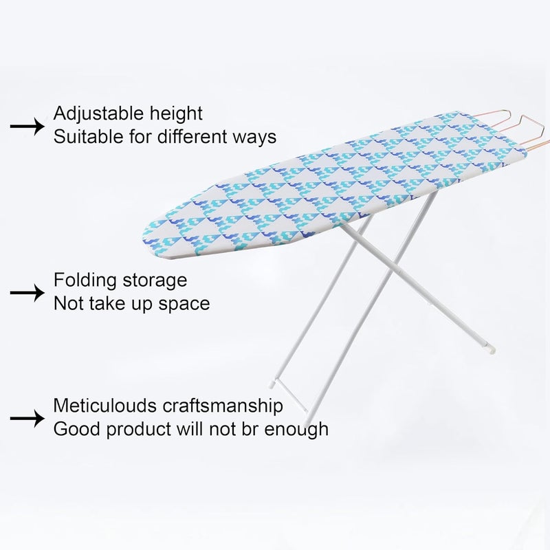 Kuber Industries 42 Inch Ironing Board Foldable Adjustable Ironing Stand for Cloth Ironing Table with Iron Holder Tabletop Thick Padding Ironing Board Triangle BEY240102 Sky Blue - Image 4