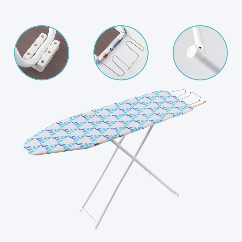 Kuber Industries 42 Inch Ironing Board Foldable Adjustable Ironing Stand for Cloth Ironing Table with Iron Holder Tabletop Thick Padding Ironing Board Triangle BEY240102 Sky Blue - Image 5