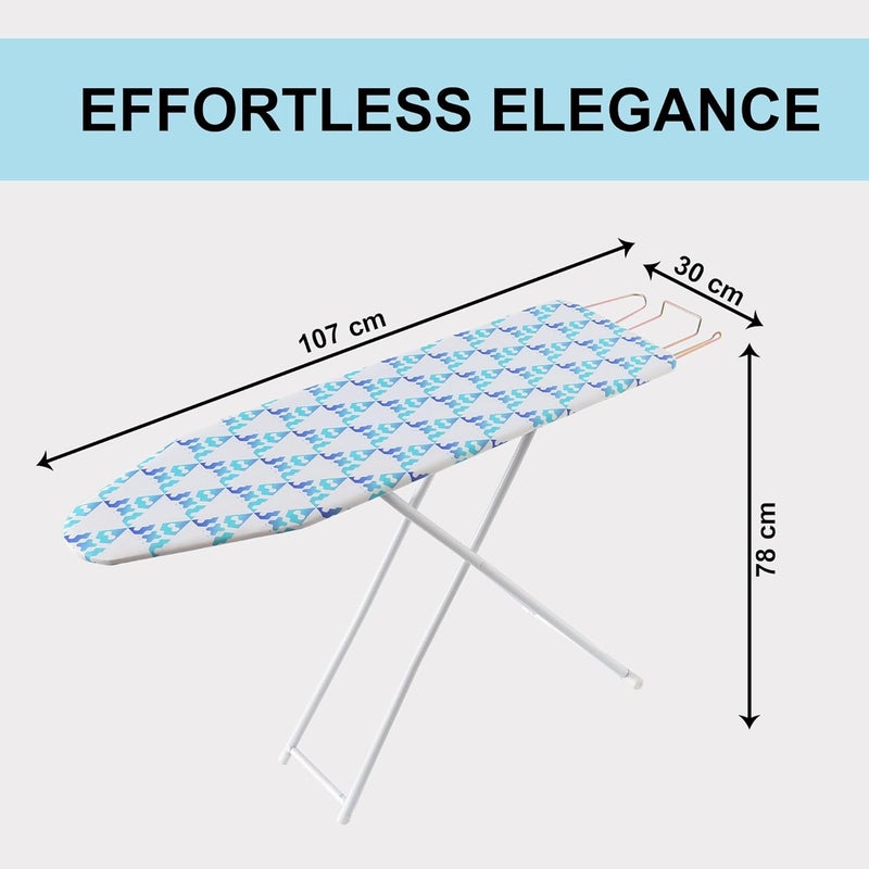 Kuber Industries 42 Inch Ironing Board Foldable Adjustable Ironing Stand for Cloth Ironing Table with Iron Holder Tabletop Thick Padding Ironing Board Triangle BEY240102 Sky Blue - Image 3