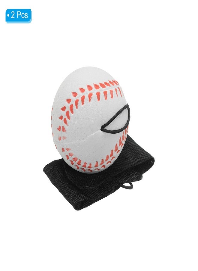 PATIKIL 2.5 Inch Sports Wrist Ball, 2Pcs Baseball Rubber Rebound Wristband Wrist Return Ball Sport on a String for Exercise Play, White - Image 3