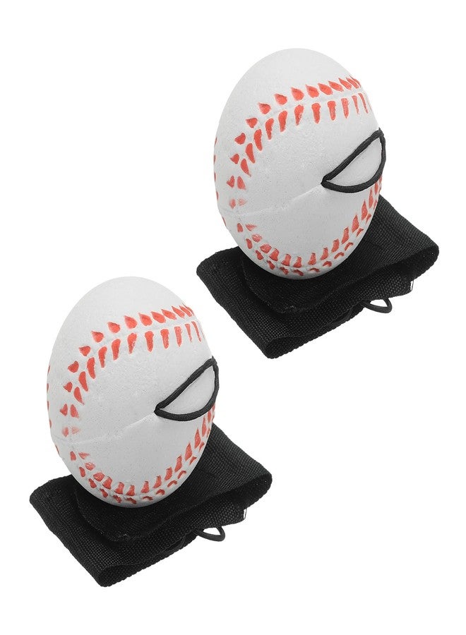 PATIKIL 2.5 Inch Sports Wrist Ball, 2Pcs Baseball Rubber Rebound Wristband Wrist Return Ball Sport on a String for Exercise Play, White - Image 1