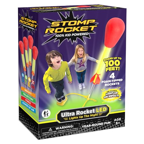 Stomp Rocket Ultra LED Rocket Launcher for Kids 4 LED Foam Tipped Rockets Fun Backyard Outdoor Kids Toys Gifts for Boys Girls Toy Foam Blaster Set MultiPlayer Adjustable Launch Stand - Image 1