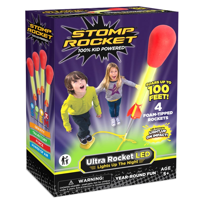 Stomp Rocket Ultra LED Rocket Launcher for Kids 4 LED Foam Tipped Rockets Fun Backyard Outdoor Kids Toys Gifts for Boys Girls Toy Foam Blaster Set MultiPlayer Adjustable Launch Stand - Image 4