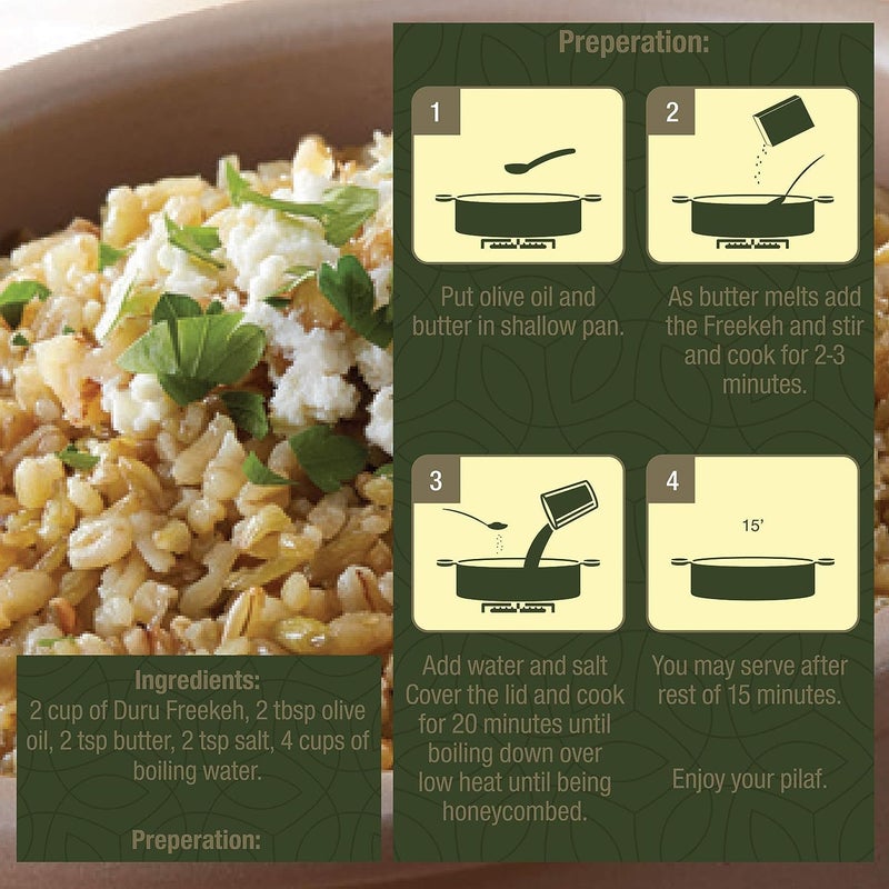 Duru Freekeh Cracked Wheat - Roasted Green Wheat, 450g, 100% Natural, High Fiber & Protein, Non-GMO - Image 5