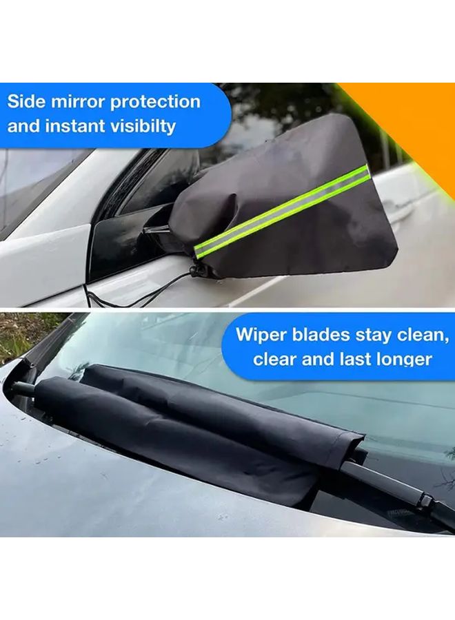 5 Pieces Car Mirror And Wiper Snow Cover Set For Winter Protection - Image 2