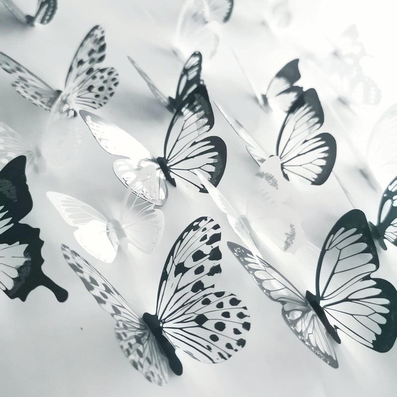 90PCS 3D Butterfly Wall DecorDecorative Butterflies for DecalsBlack Decor Party Birthday Wedding Decoration Stickers for DIY Bedroom Living Room