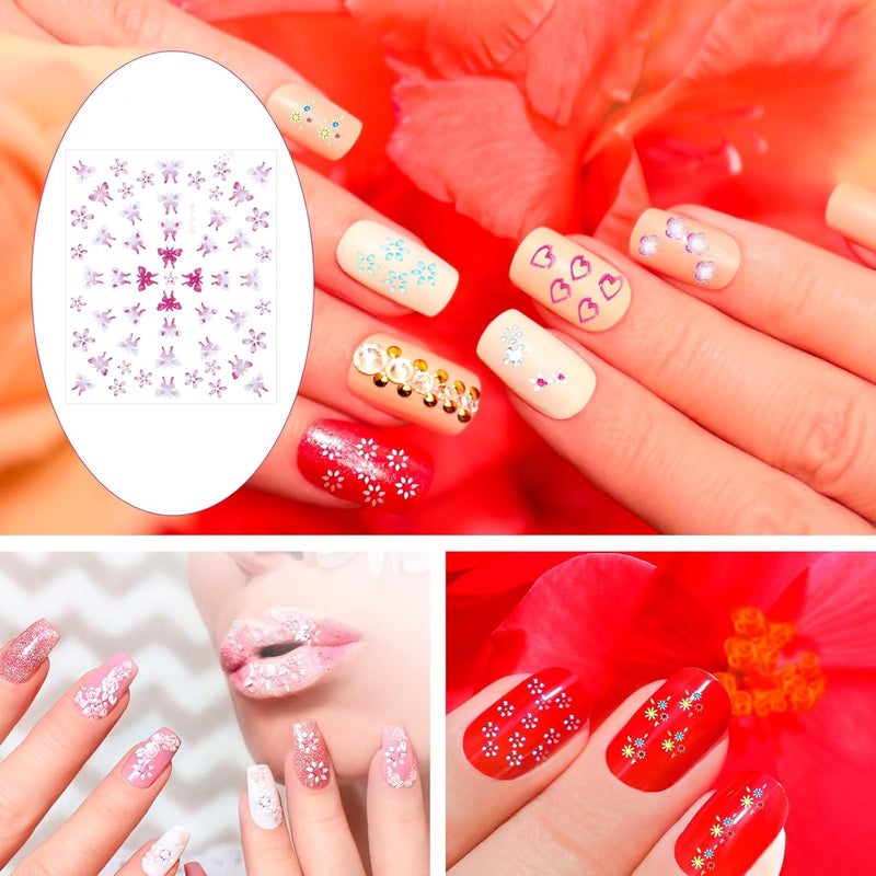 Styquenzer 3D Nail Stickers 30 Sheets Nail Stickers Self-Adhesive Flowers Flower Heart Shape Nail Design Nail Stickers Nail Design Accessories Nail Stickers for DIY Decorations, Manicure, Mobile Phone Cases - Image 5