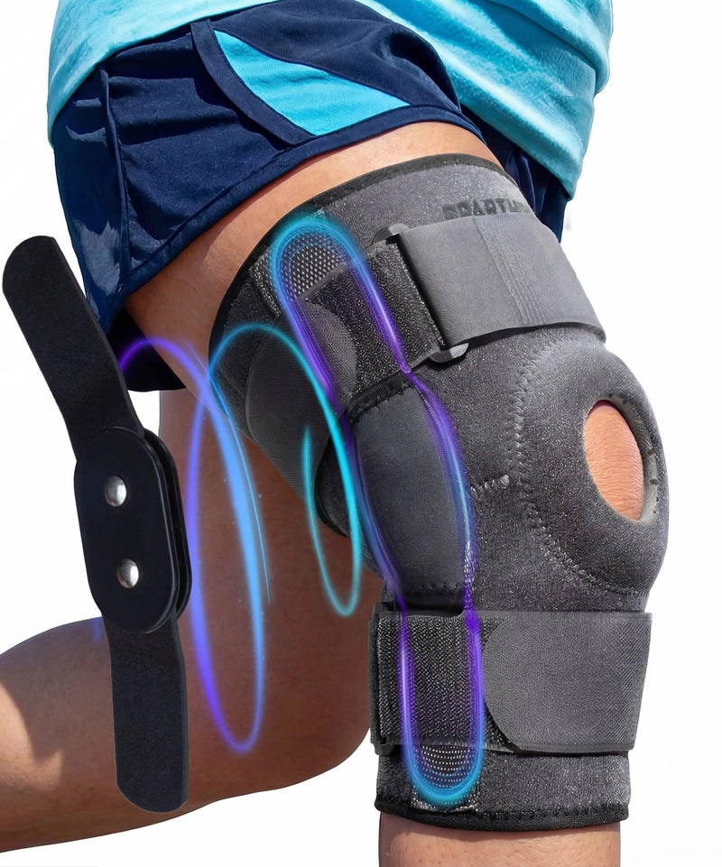 Sparthos Hinged Knee Brace for Larger Legs - Adjustable Stabilizing Support for ACL, MCL, Meniscus Tear, Arthritis - Open Patella - For Men and Women (Plus Size, XXX-Large, Ideal for Thighs 20"-28") - Image 1