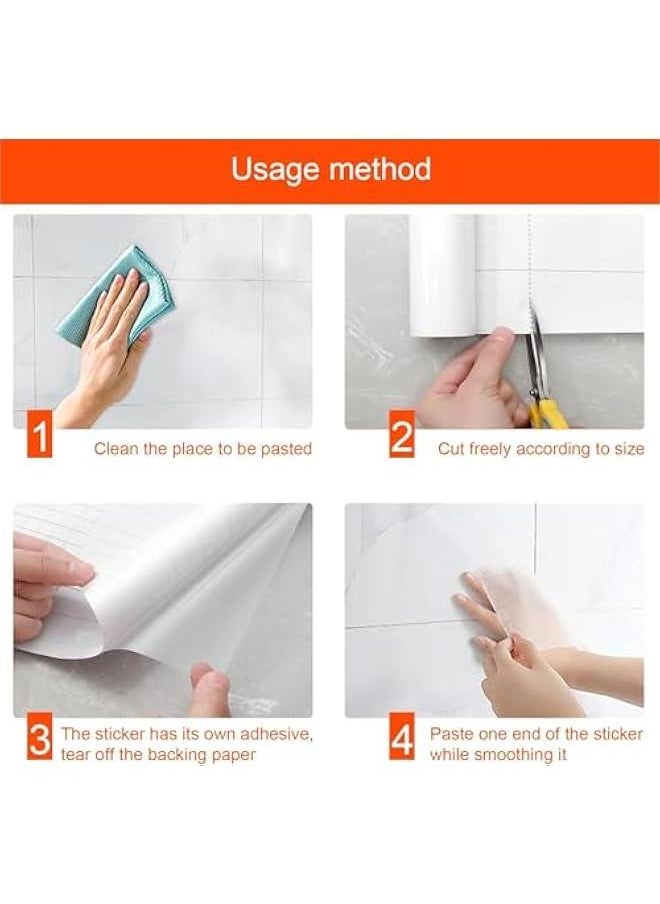 هوكور TRASSLE Clear Contact Paper, Protection for Kitchen Backsplash Tiles, Cabinets, Walls, and Shelves. Waterproof and Oil-Proof Peel and Stick Covering(60X300cm)  - Image 4