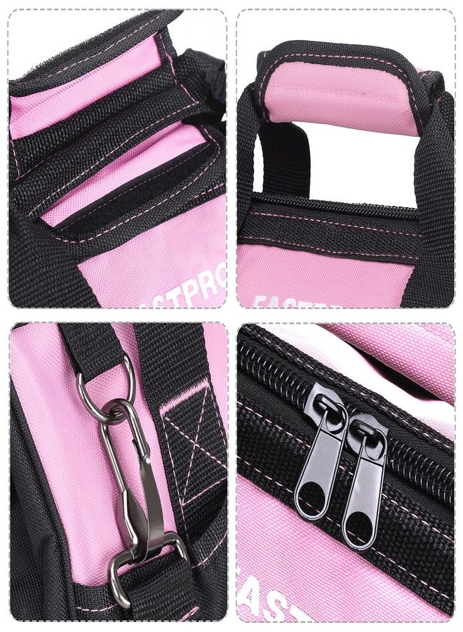 FASTPRO 14-Inch Pink Tool Bag for Women, Zip-top Wide Mouth Open Tool Organizer, with Adjustable Shoulder Strap - Image 3