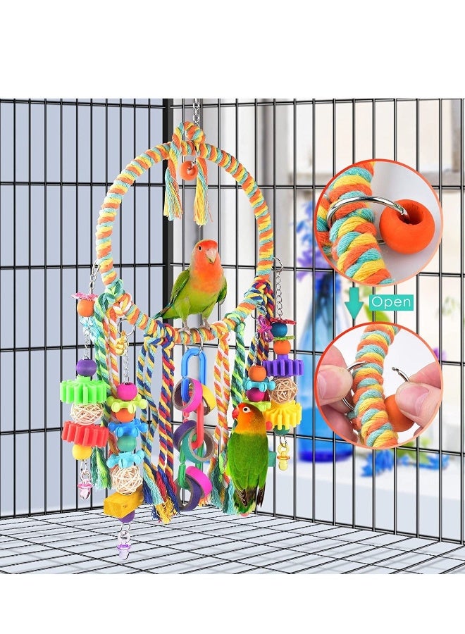 Bird Toys, Parrot Swing Toys, Bird Perch with Colorful Chewing Toys,  Bird Cage  for Budgerigar, Parakeet, Conure, Cockatiel, Mynah, Love Birds, Finches and Other Small to Medium Birds