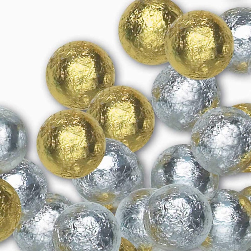 Madelaine Premium Christmas Solid Milk Chocolate Balls - Individually Wrapped in Gold and Silver Italian Foils - Holiday Candy 8 Oz - Image 1