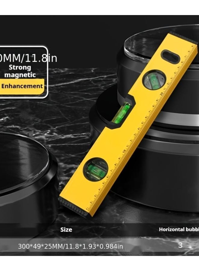 Yellow 300mm Magnetic Aluminum Alloy Level Tool For DIY Measuring Tasks - Image 5