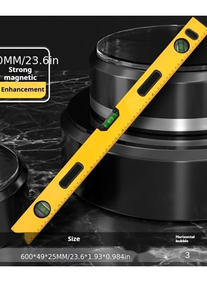 Yellow 300mm Magnetic Aluminum Alloy Level Tool For DIY Measuring Tasks - Image 3