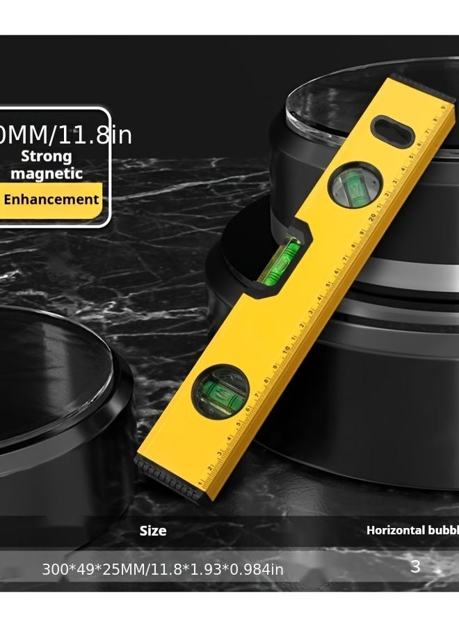 Yellow 300mm Magnetic Aluminum Alloy Level Tool For DIY Measuring Tasks - Image 1