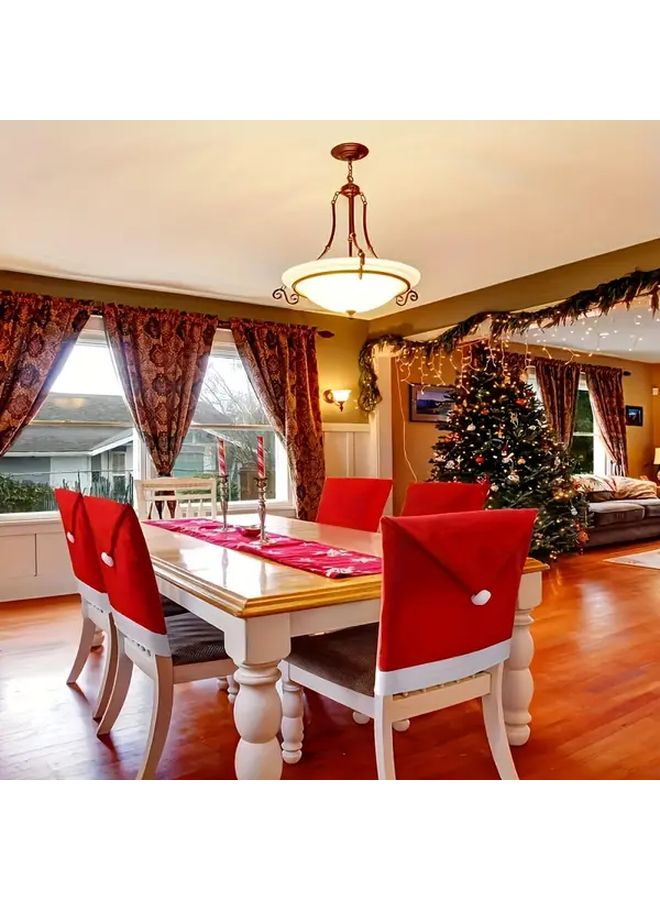 10 Pieces Set Santa Claus Hat Dining Chair Cover Christmas Red Table Decoration - Image 1