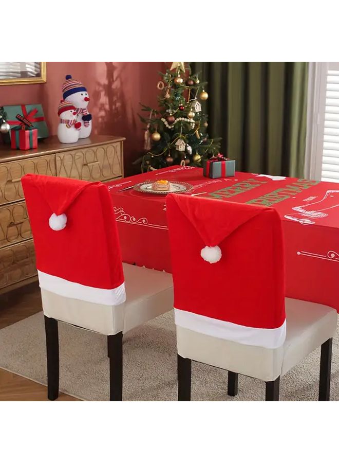 10 Pieces Set Santa Claus Hat Dining Chair Cover Christmas Red Table Decoration - Image 4
