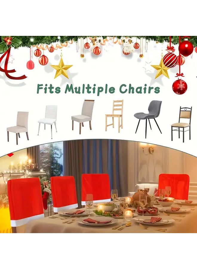 10 Pieces Set Santa Claus Hat Dining Chair Cover Christmas Red Table Decoration - Image 5