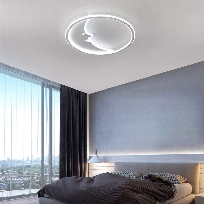 43W LED Moon Smile White Acrylic Ceiling Bedroom Children's Room Nursery Diameter 43 6 cm Creative Modern Nordic (Colour: White Light) - Image 2