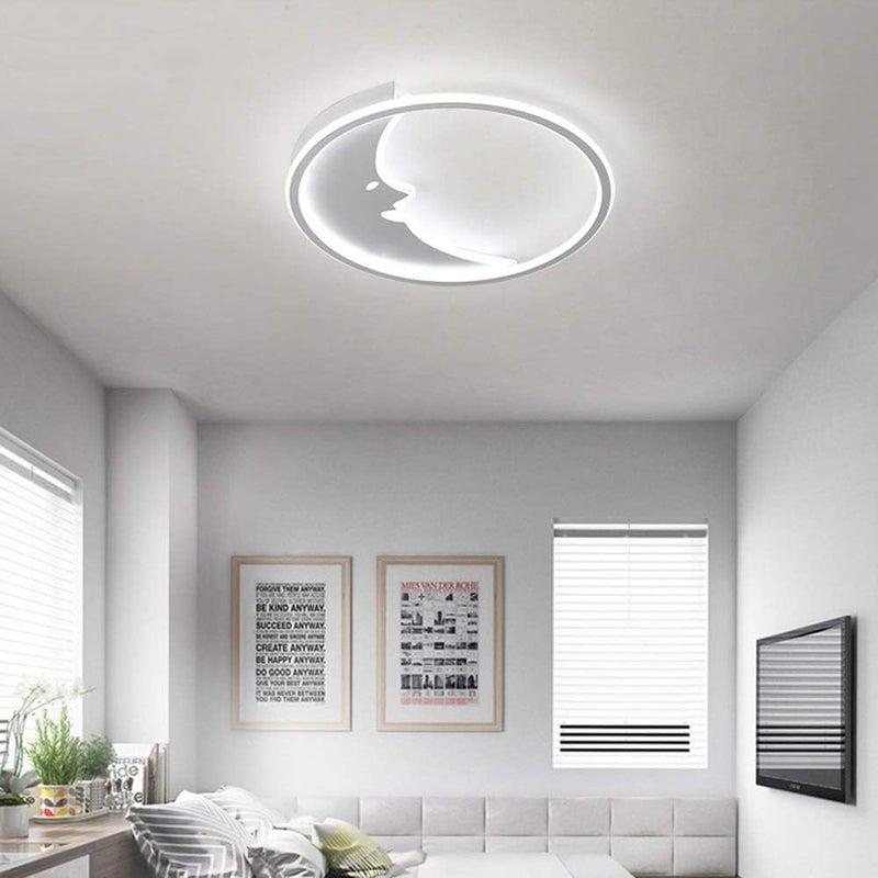 43W LED Moon Smile White Acrylic Ceiling Bedroom Children's Room Nursery Diameter 43 6 cm Creative Modern Nordic (Colour: White Light) - Image 1