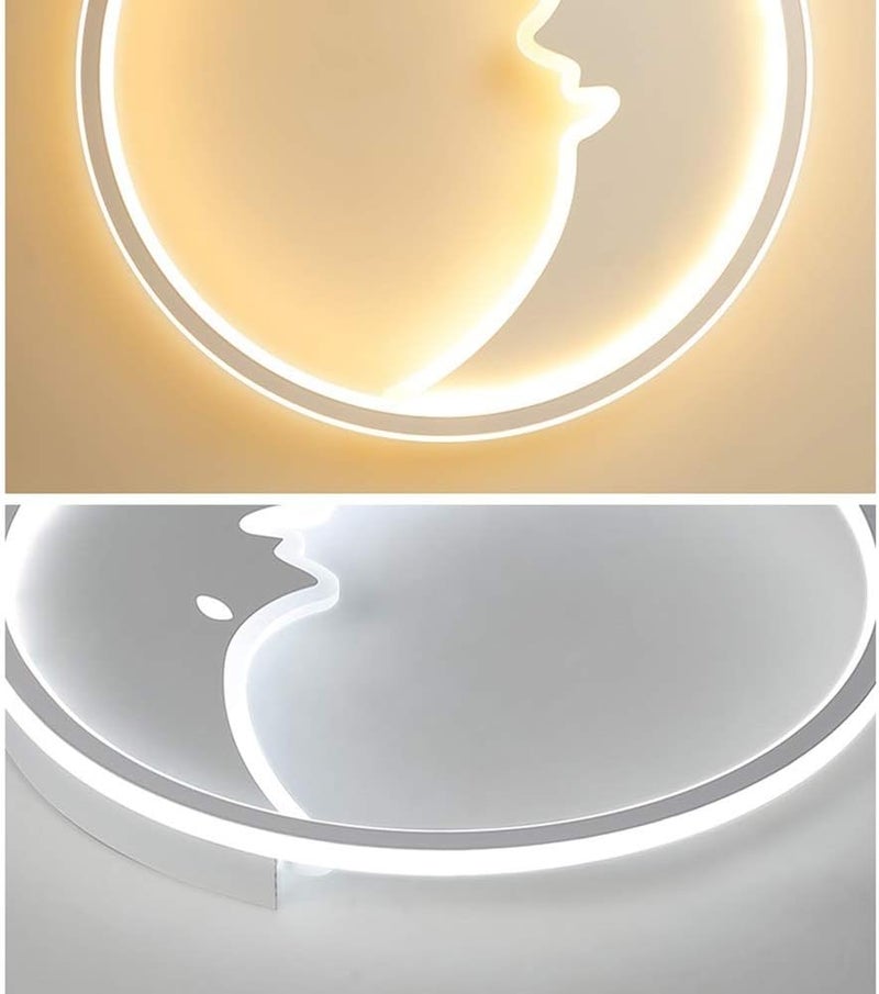 43W LED Moon Smile White Acrylic Ceiling Bedroom Children's Room Nursery Diameter 43 6 cm Creative Modern Nordic (Colour: White Light) - Image 3