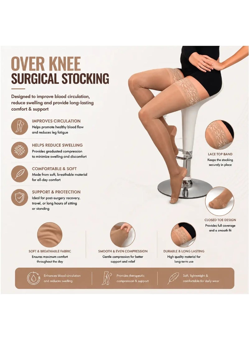 AID PLUS CCL-2 Over Knee Surgical Stocking (Medium) – Class 2 Compression (23–32 mmHg) for Enhanced Circulation, Swelling Reduction & Varicose Vein Management | SKU: 60138 - Image 2